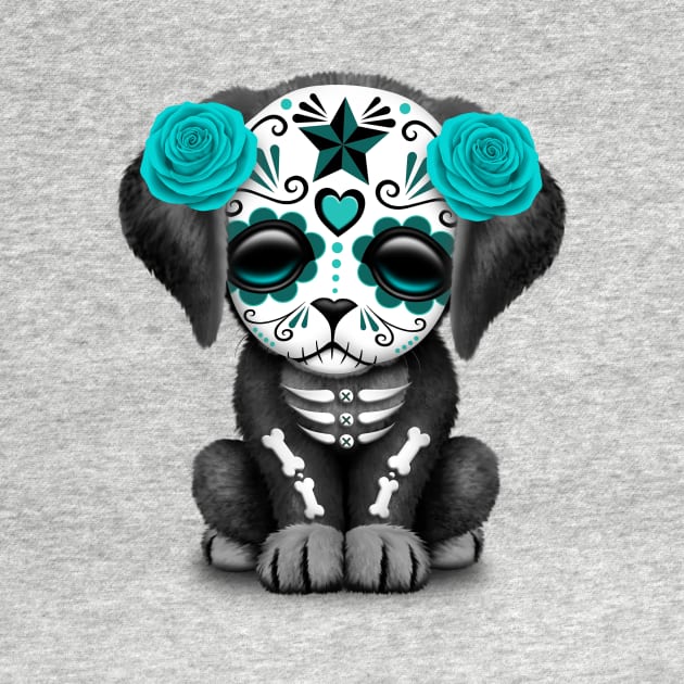 Cute Teal Blue Day of the Dead Puppy Dog by jeffbartels